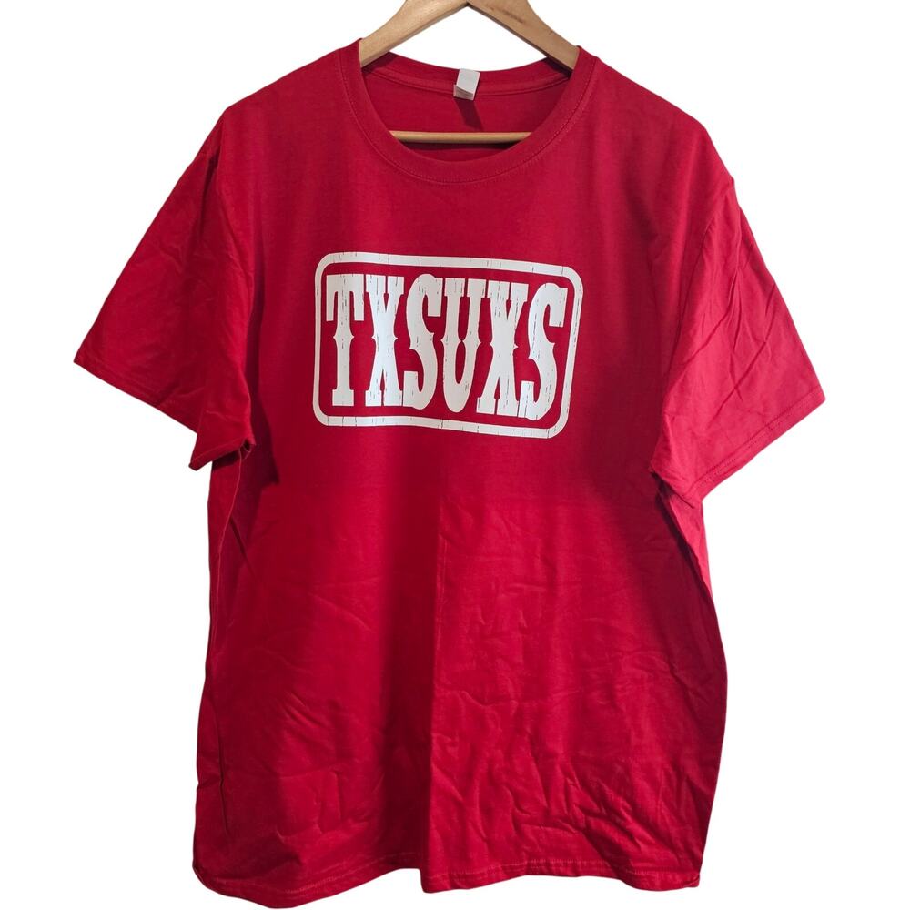 Texas Sucks T-Shirt Mens XL Red TXSUXS Boomer Sooner OU Oklahoma University